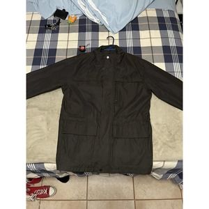 London Fog Coat Dark Brown Satin Lined Rain Wind All Weather Jacket